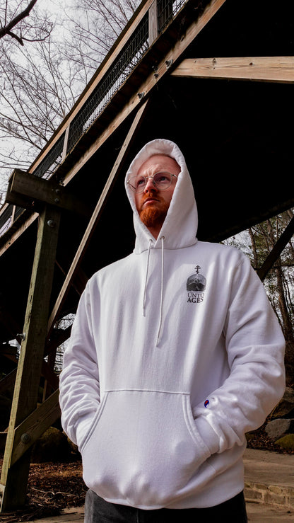 Christ Cross/UNTO AGES Logo Hoodie (White)